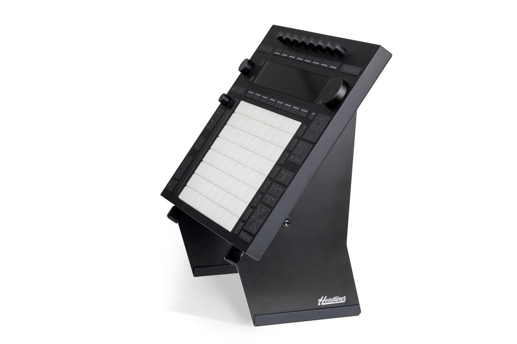 Headliner Adjustable Steel Desktop Production Stand; 55˚ Degree Angle; Fits Larger Desktop Synths, Samplers, Effects Modules, Drum Machines and more Music Production Gear for your Studio