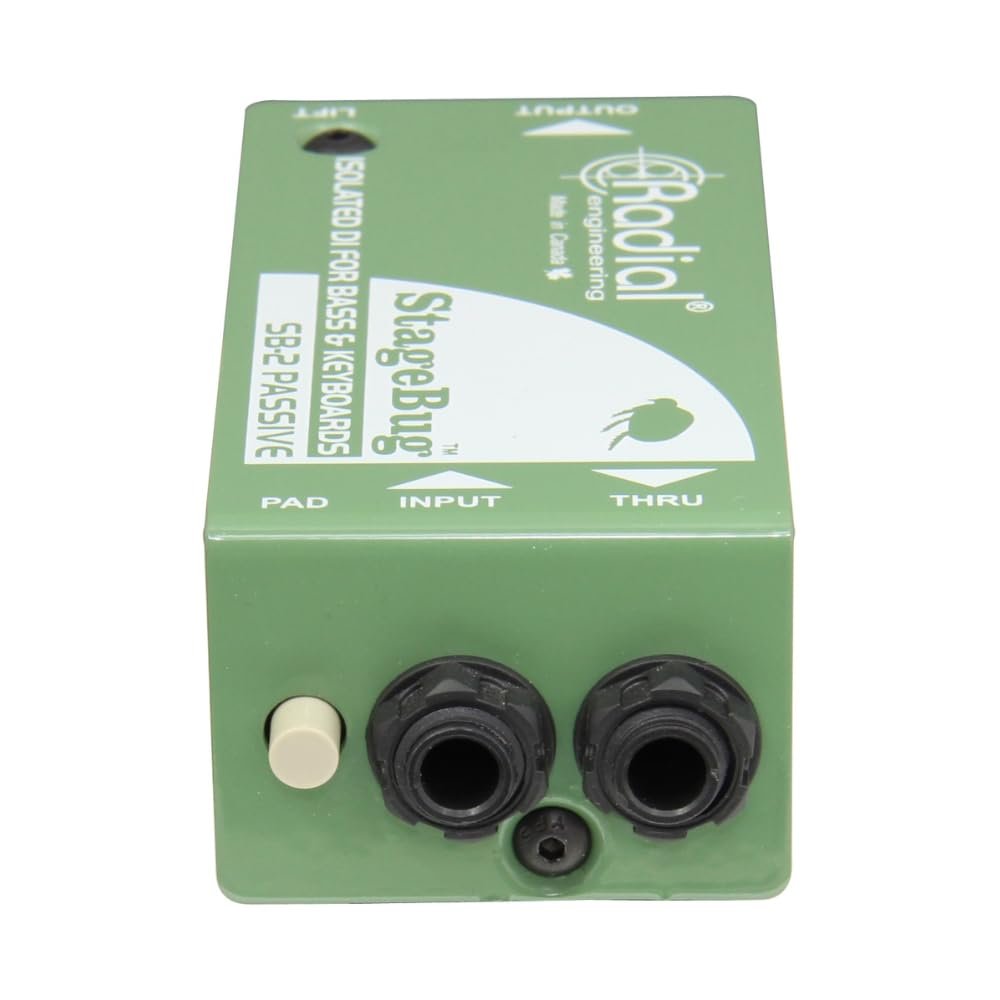 Radial Engineering StageBug SB-2 Compact Passive DI Bundle w/Pig Hog PCH10BK "Black Woven" Instrument Cable and Liquid Audio Polishing Cloth
