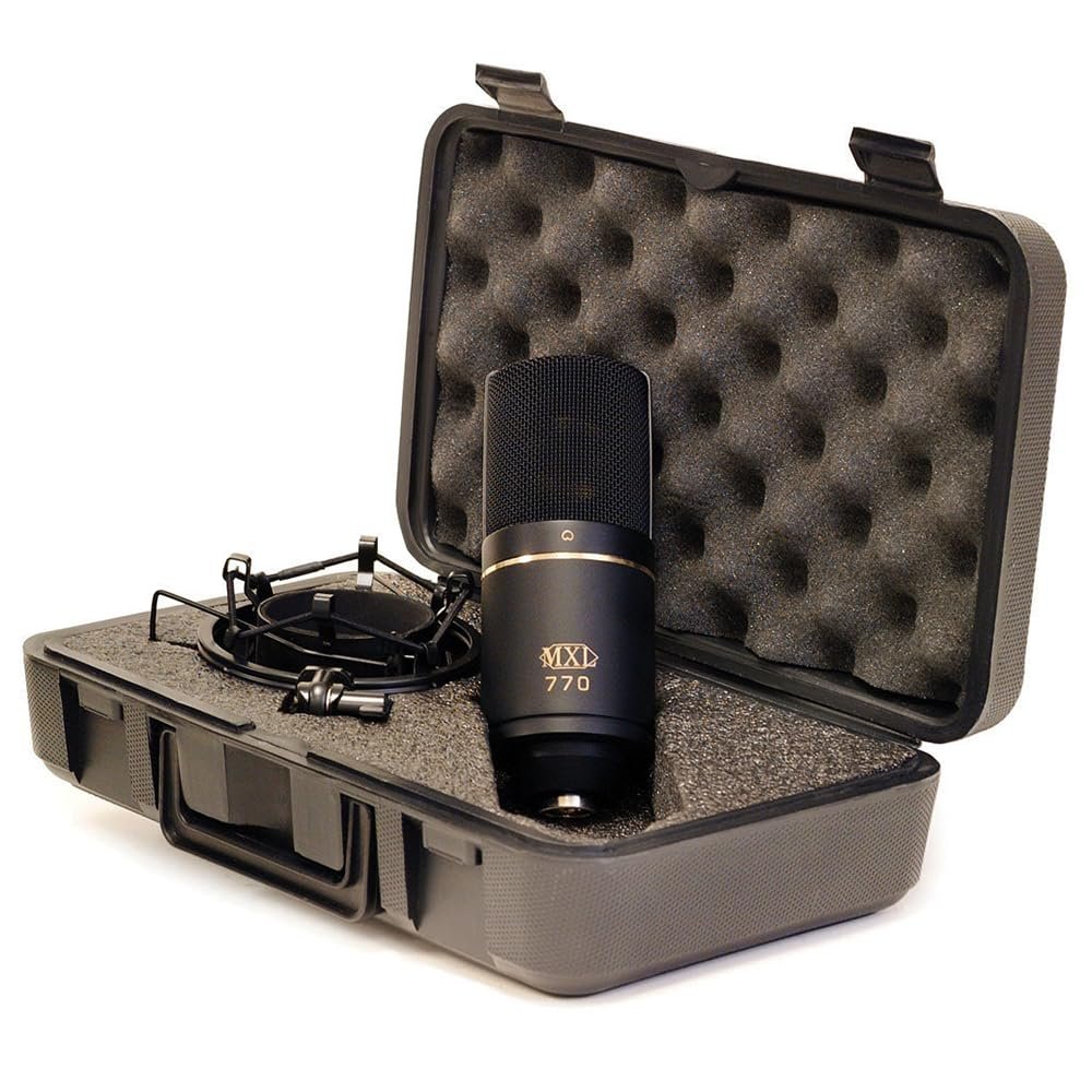 Liquid Audio MXL 770 Cardioid Condenser Instrument Microphone Bundle w/Pig Hog PHM10 8mm Mic Cable, Pop Filter Polishing Cloth