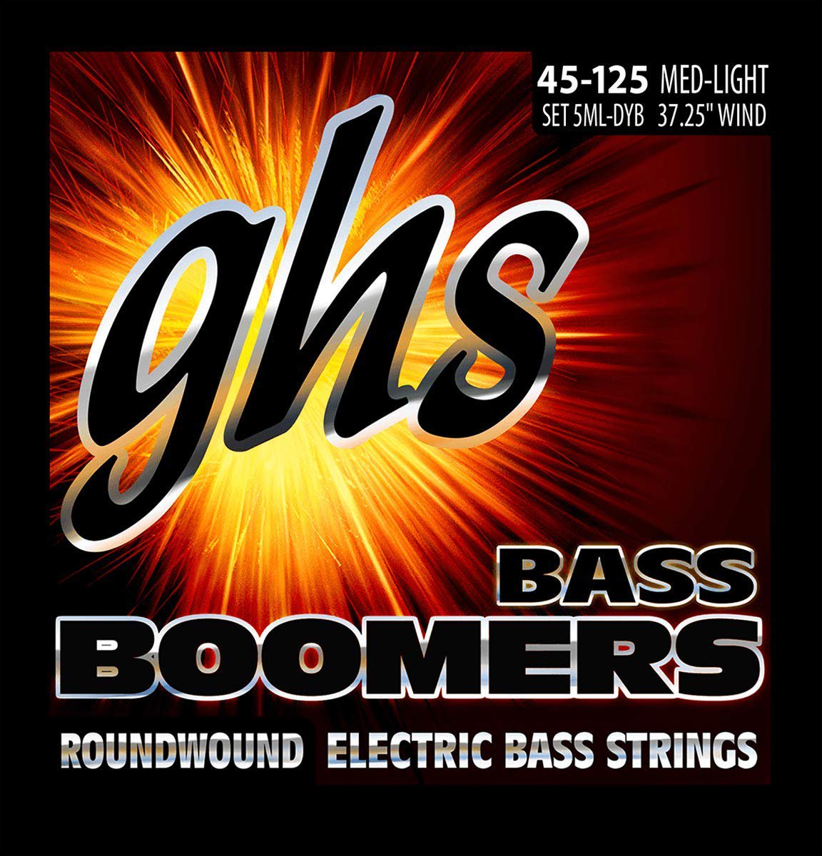 GHS Strings 5ML-DYB Electric Bass Boomer String Sets Nickel Plated Guitar Strings, Custom, Medium Light, 45-125