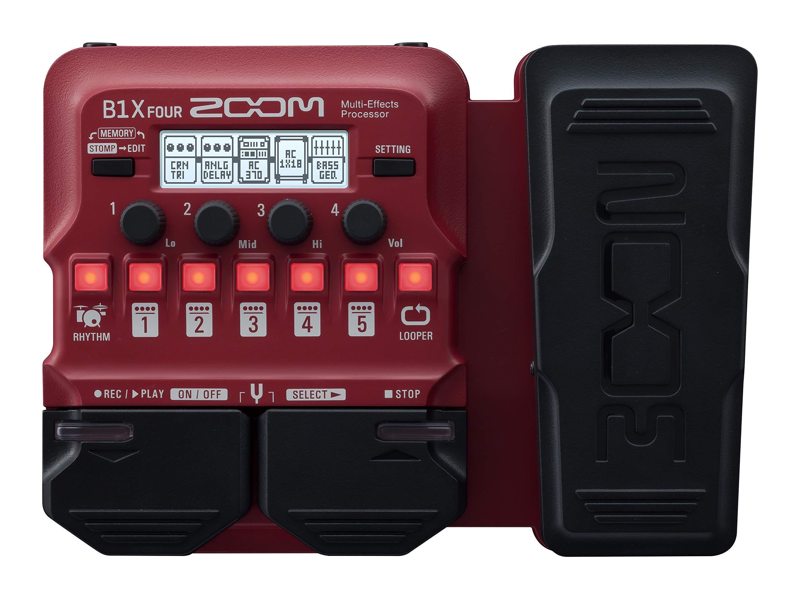 Zoom B1X FOUR Bass Multi-Effects Processor with Expression Pedal, 70+ Built-in Effects, Amp Modeling, Looper, Rhythm Section, Tuner, Battery Powered