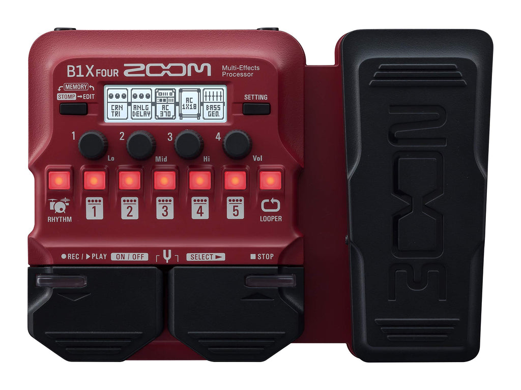 Zoom B1X FOUR Bass Multi-Effects Processor with Expression Pedal, 70+ Built-in Effects, Amp Modeling, Looper, Rhythm Section, Tuner, Battery Powered