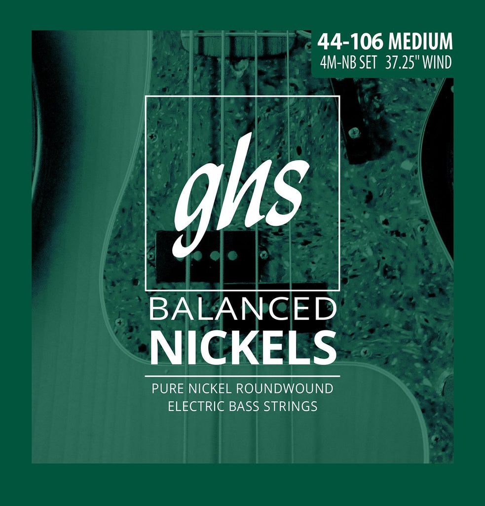 GHS Strings GHS Balanced Nickels 4 Bass Strings Medium Gauge, 44-106 (37.25