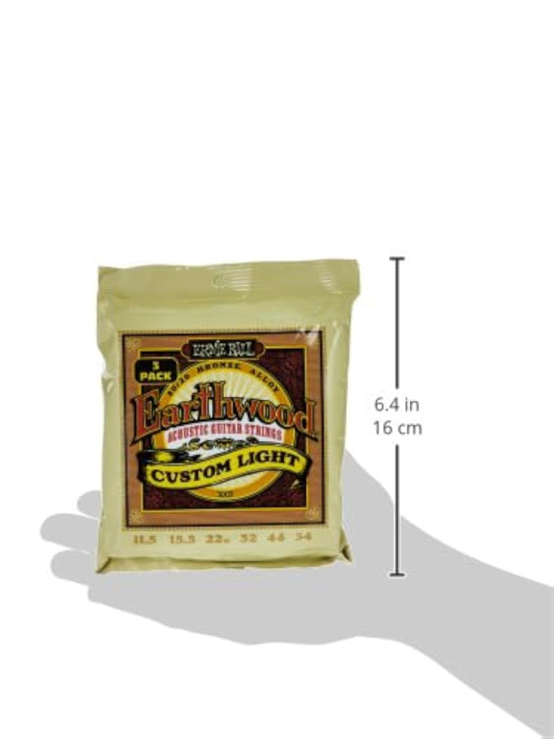 Ernie Ball Earthwood Custom Light 80/20 Bronze Acoustic Guitar Strings, 3-pack, 11.5-54 Gauge (P02007)