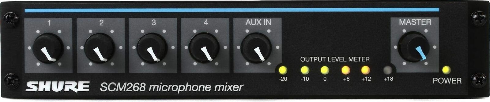 Shure SCM268 4-Channel Microphone Mixer (12V Phantom Power) with 6 Transforme...