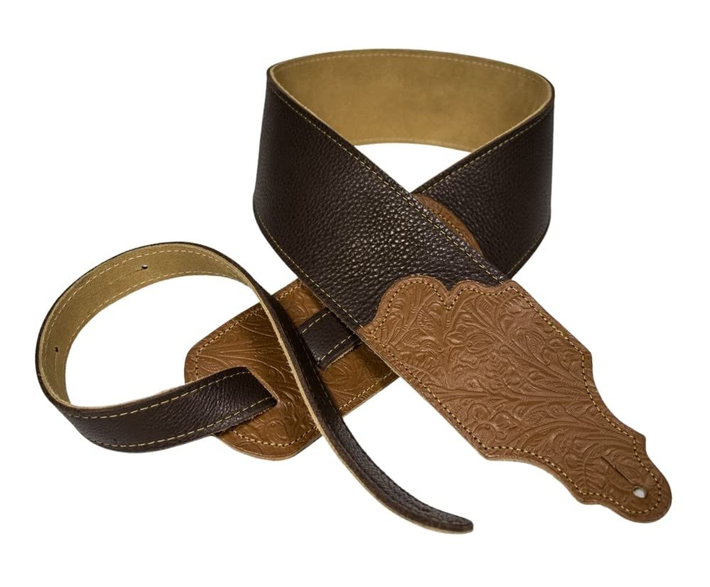 Franklin Strap 3" Original Glove Leather with Tooled End Tab Guitar Strap