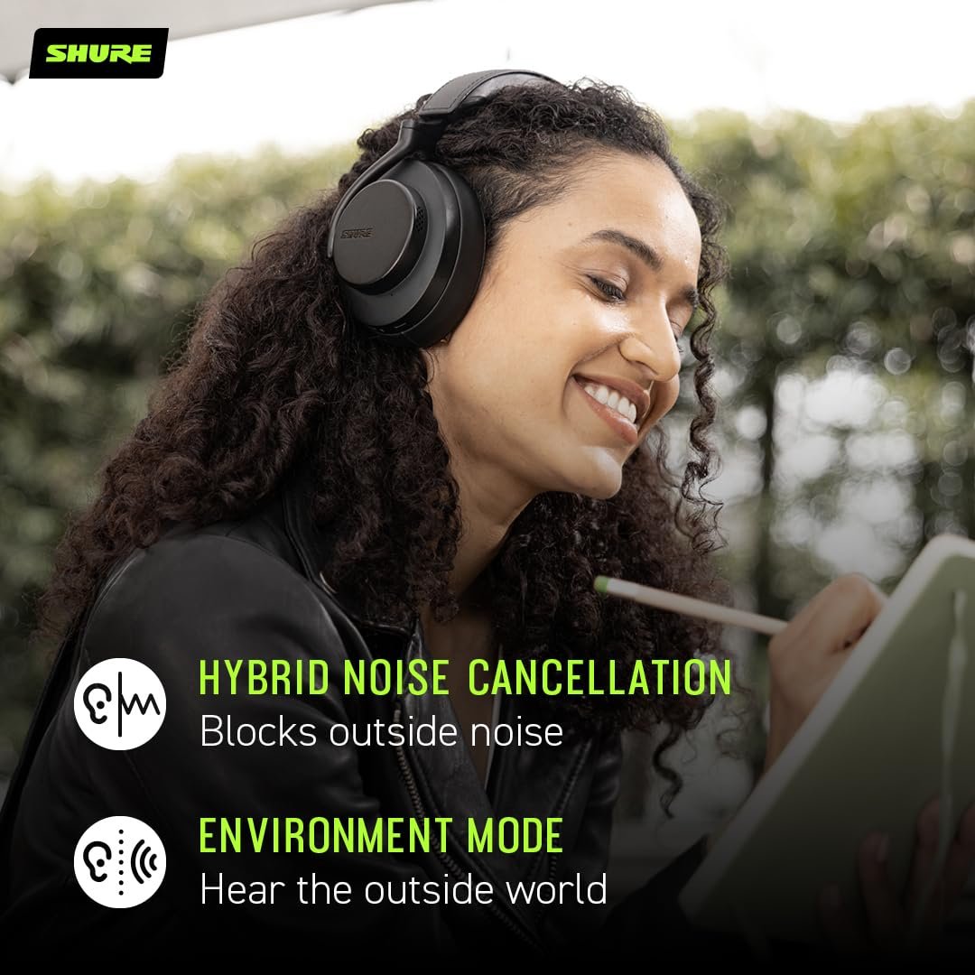 Shure AONIC 50 Gen 2 Wireless Noise Cancelling Headphones, Premium Studio Sound, Bluetooth 5, Customizable EQ, 45-Hour Battery, Over-Ear, Black