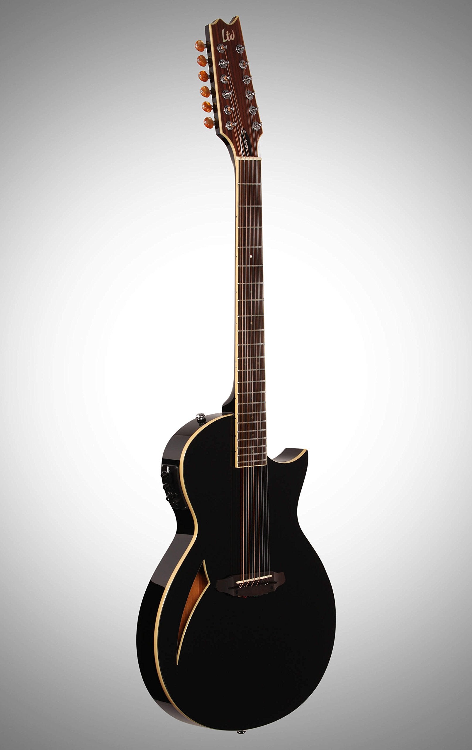 ESP LTD TL-12 Thinline 12-String Acoustic Electric Guitar, Black