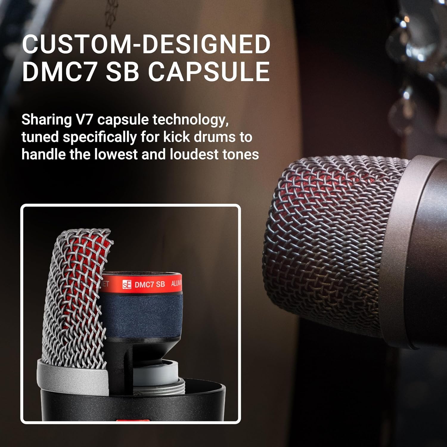 SE ELECTRONICS V Kick Drum Mic - Compact Dynamic Supercardioid Drum Microphone for Kicks with 4 Sound Settings & Adjustable Swivel Mount for Precise Positioning - Perfect for Studio & Live Use (Black)