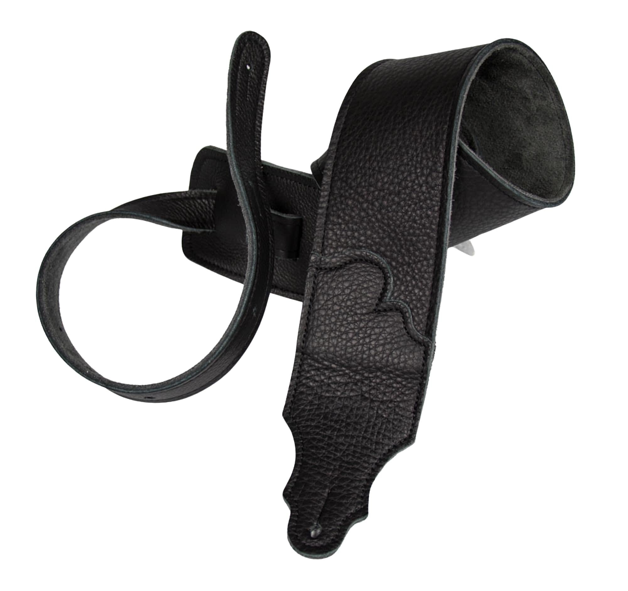 Franklin Strap Original Black Glove Leather with Suede Backing Guitar Strap