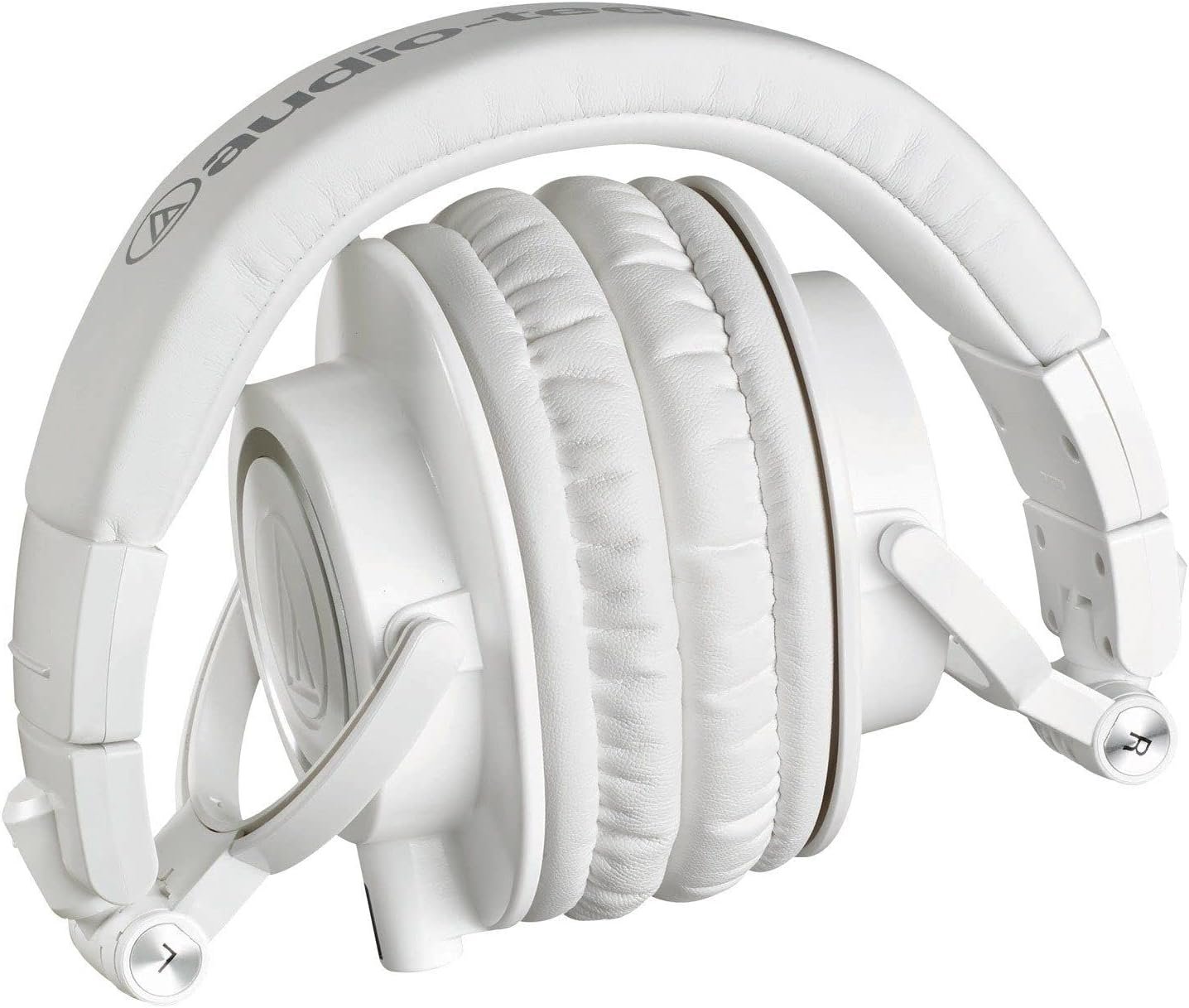 Audio Technica ATH-M50X White Professional Studio Monitor Headphones Wired Bundle with 3 Detachable Cables, 25ft Headphone Extension Cable, Adapter, Pouch and Instrument Polishing Cloth