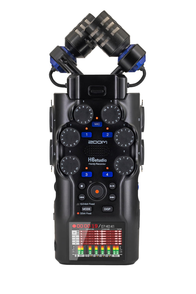 Zoom H6 studio Handheld Recorder for Musicians, Filmmakers & Podcasters with Large Stereo Microphones, 4 Pro Quality Preamps, 8 Tracks of Recording, 32-Bit Float, Gain Knobs, and USB Audio Interface