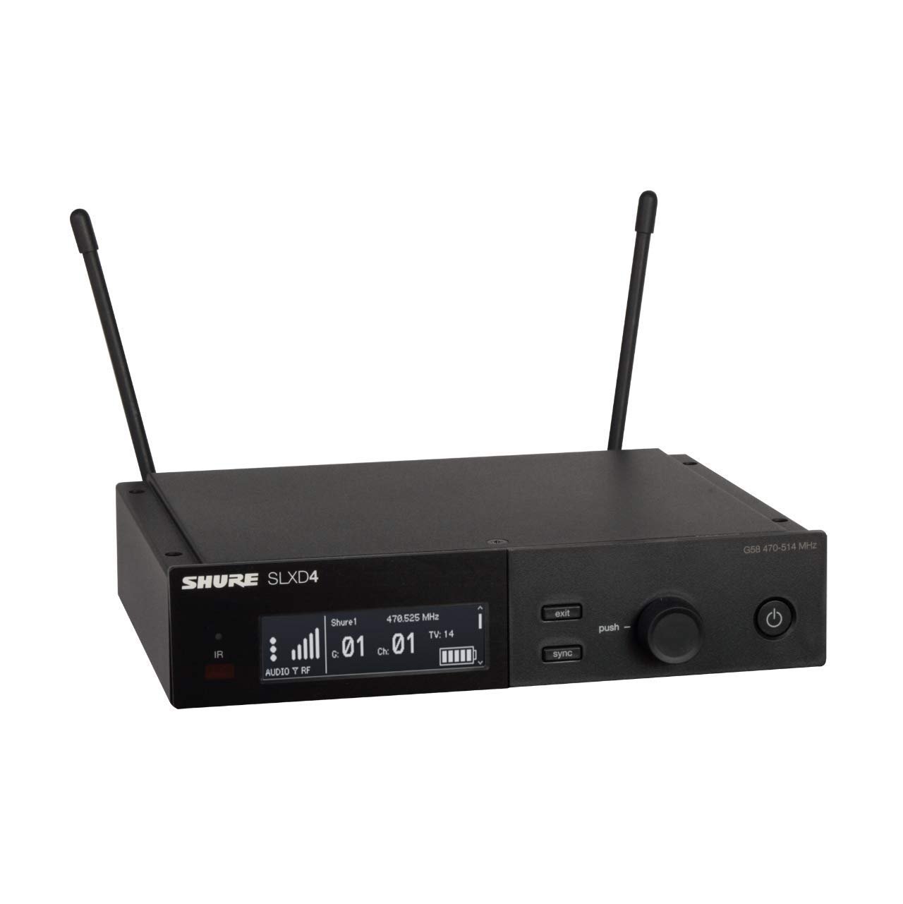 Shure SLXD4 Single Channel Receiver - for use with SLX-D Digital Wireless Microphone Systems, Transmitter Sold Separately | H55 Band (SLXD4=-H55)