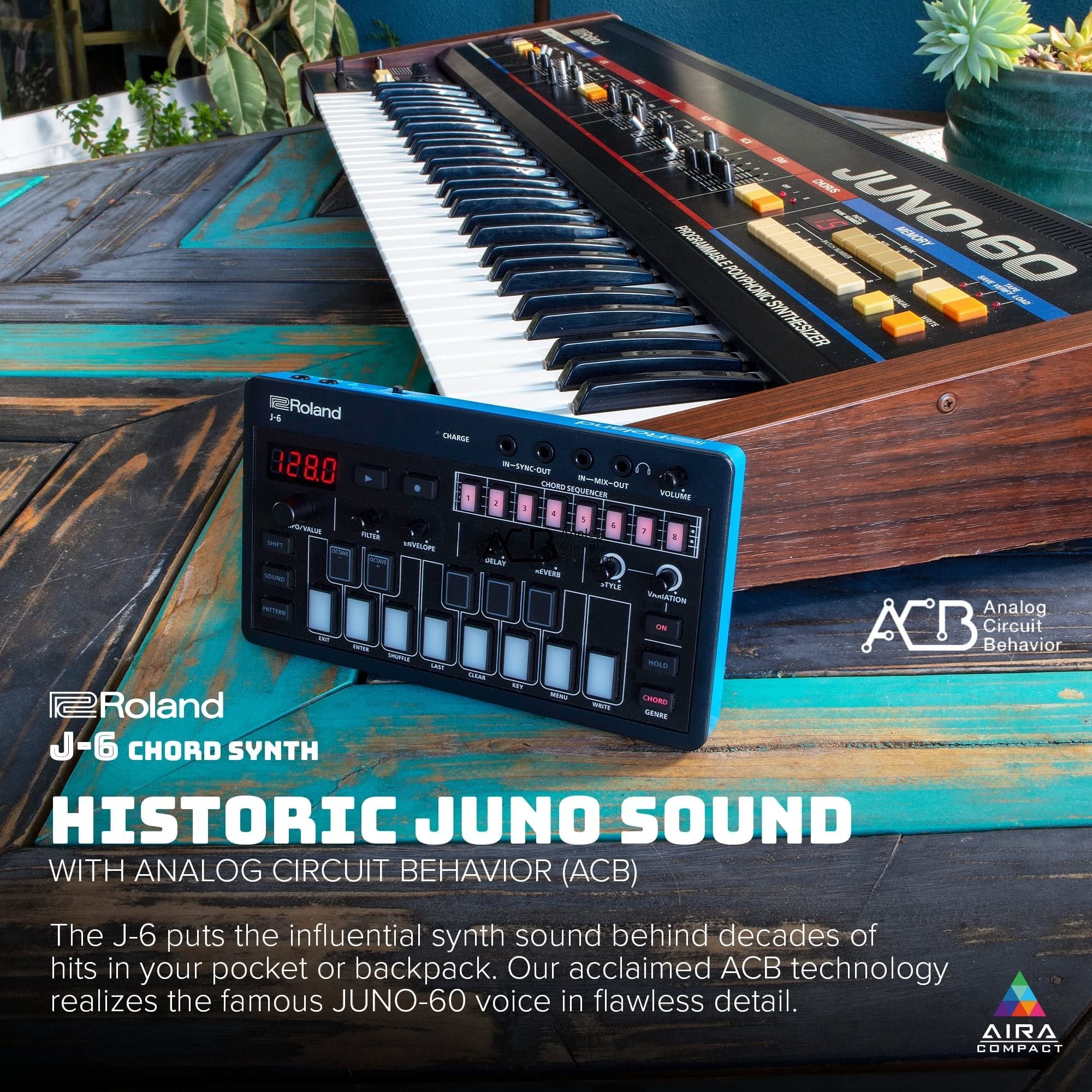 ROLAND AIRA Compact J-6 CHORD SYNTH | Portable song creation machine with professional Roland sound and features | JUNO-60 Synth Engine & Presets | Chord Sequencer | Effects,Black