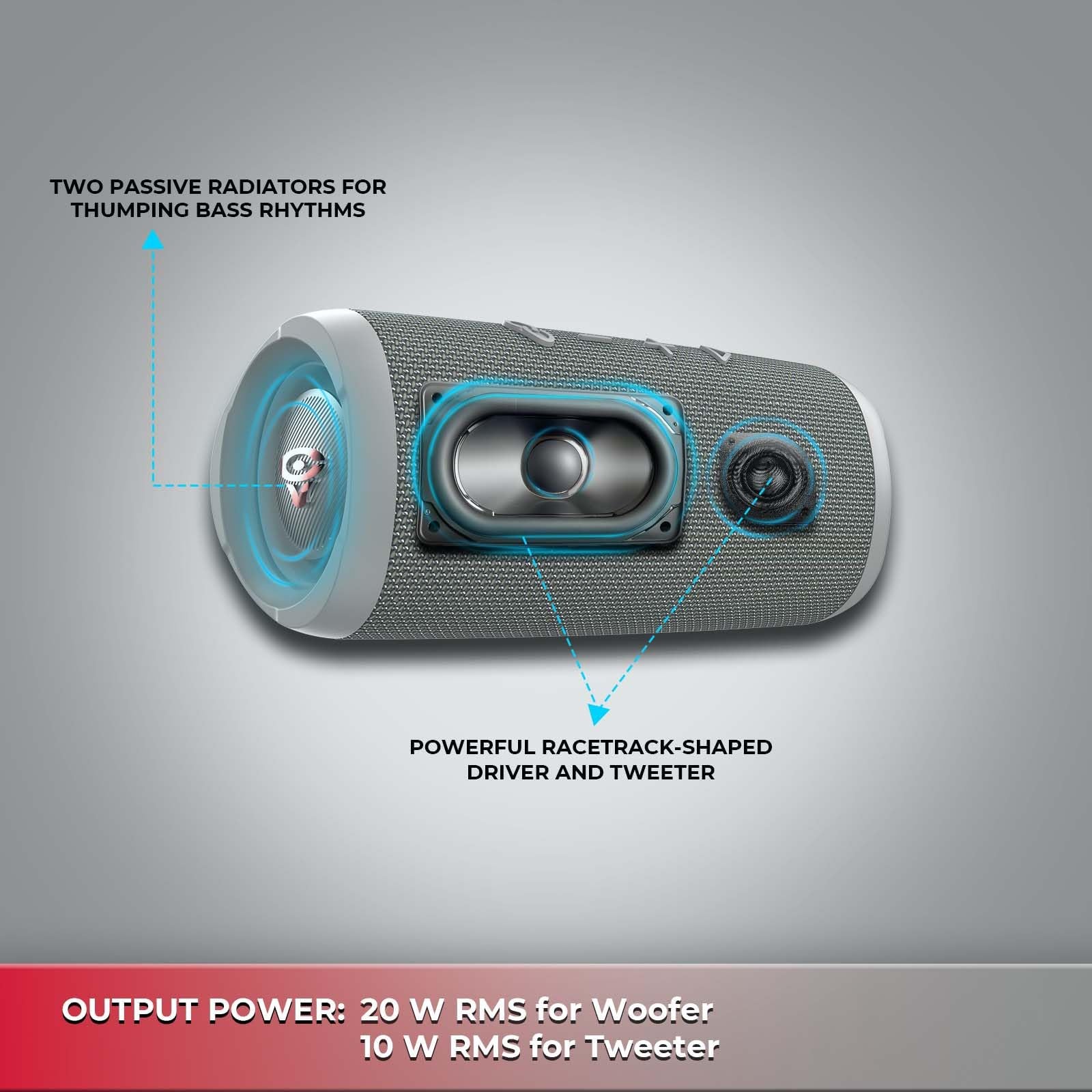 Cerwin-Vega VEGAMINI VMGRY Portable Bluetooth Hand Held Speaker with Strap,Gray