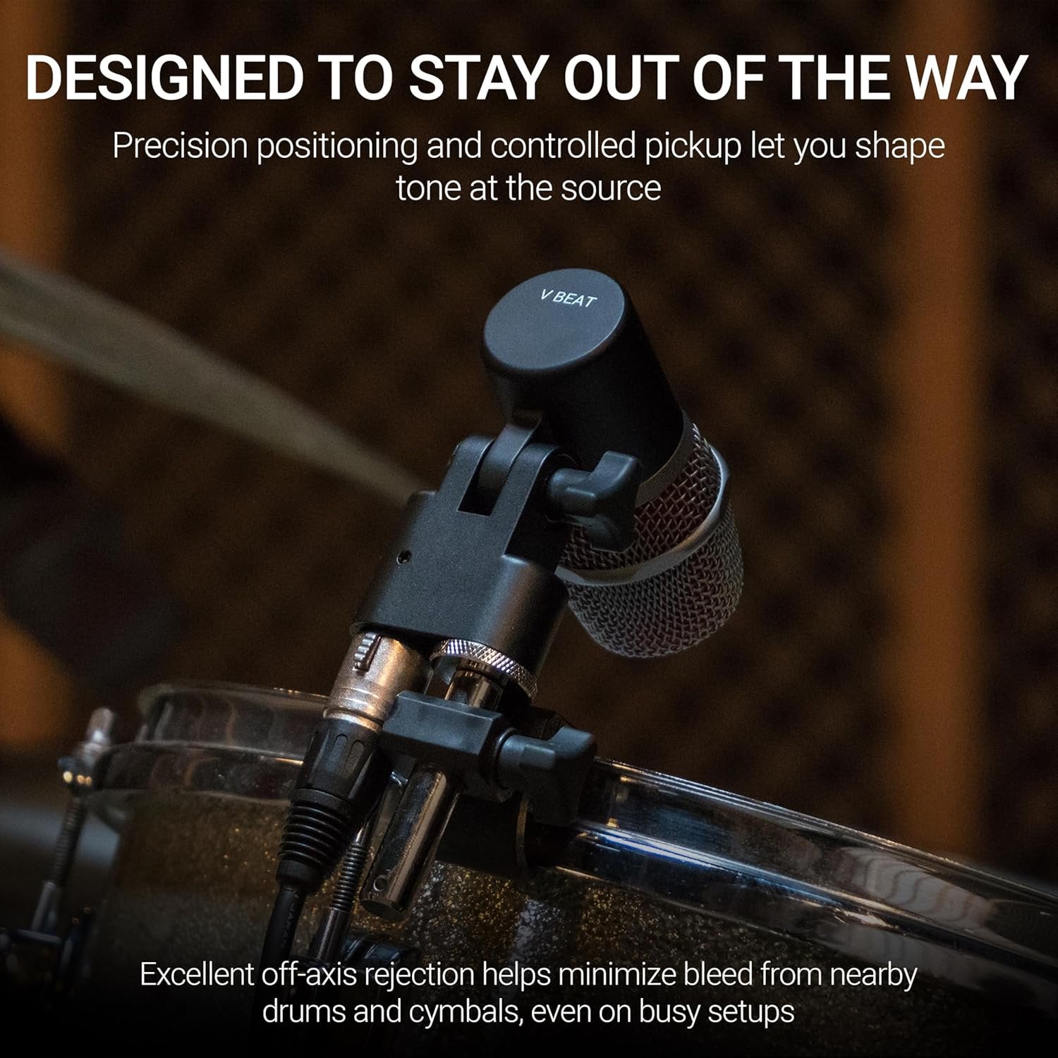 SE ELECTRONICS V BEAT Drum Mic - Compact Dynamic Supercardioid Drum Microphone for Toms & Snares with Adjustable Swivel Mount for Precise Positioning - Perfect for Studio & Live Use (Black)