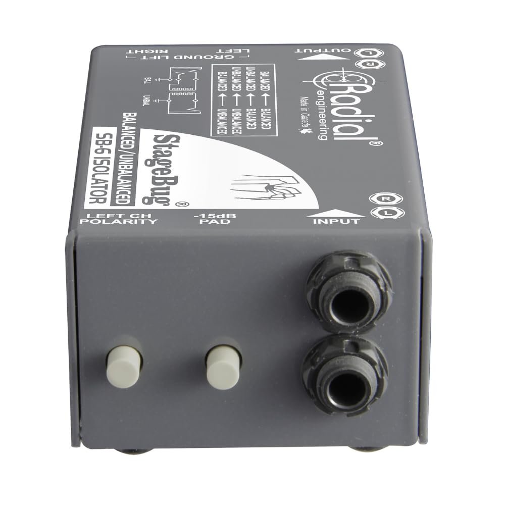 Radial Engineering StageBug SB-6 Passive Stereo Line Isolator Bundle w/Pig Hog PCH10BK "Black Woven" Instrument Cable and Liquid Audio Polishing Cloth