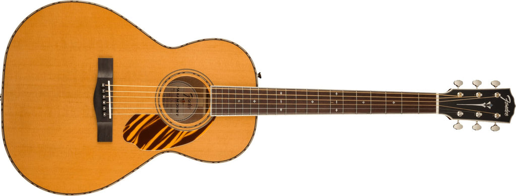 Fender Paramount PS-220E Parlor Acoustic Guitar, Natural, with Case