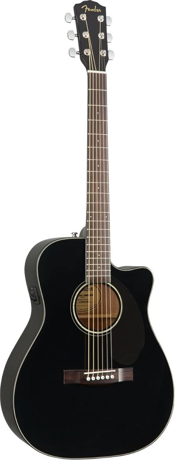 Fender CC-60SCE Acoustic Electric Guitar, Cutaway Concert, Black