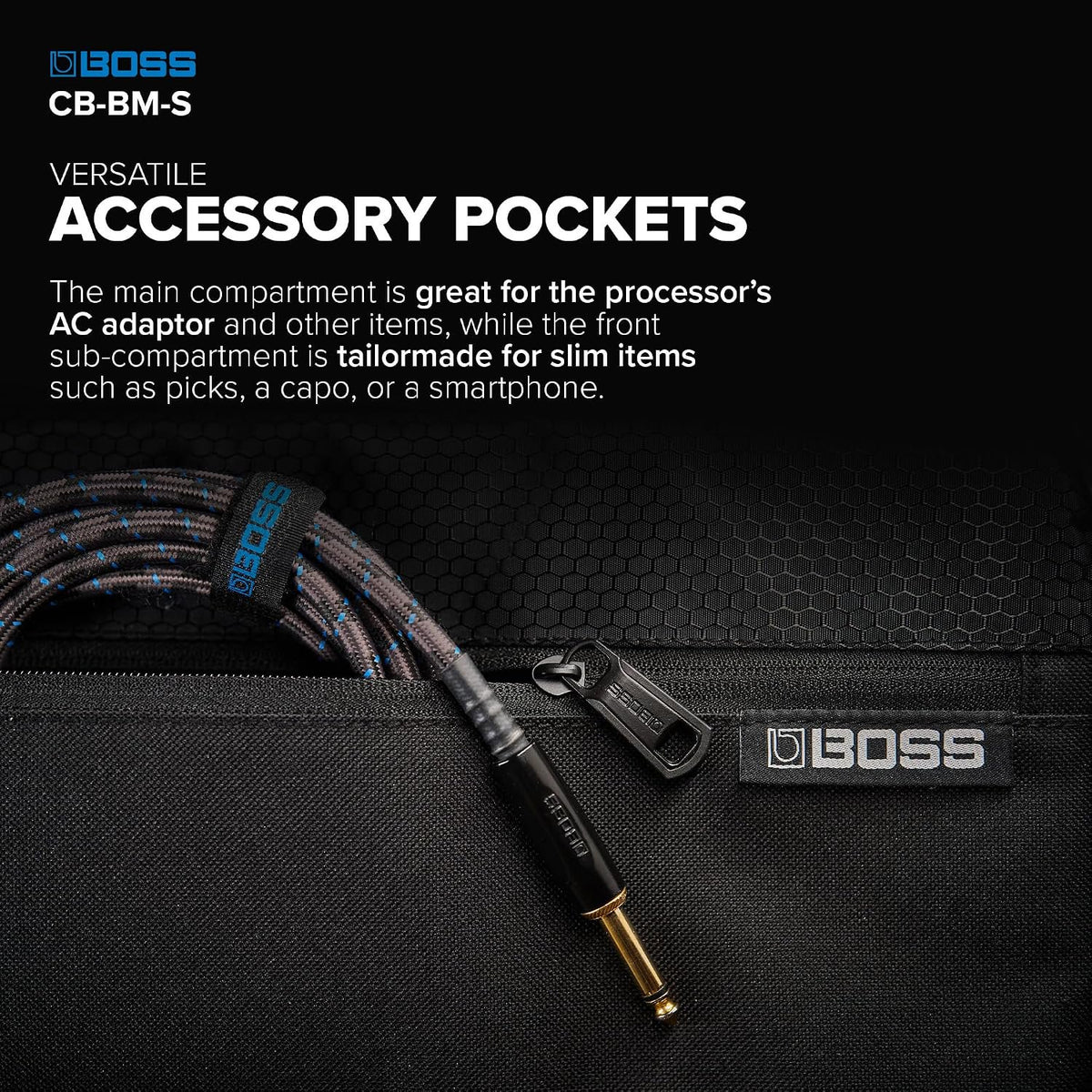 BOSS CB-BM-S | Compact Multi-Effects Case | Compatible GX-10, GT-1 & GT-1B | Lightweight & Durable | Thick Internal Padding | Adjustable Shoulder Strap | Versatile Accessory Pockets