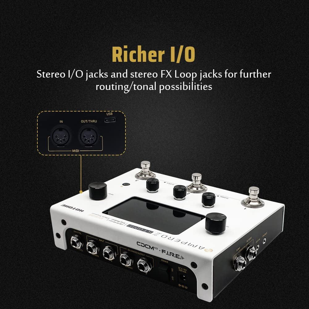 HOTONE Guitar Multi Effects Processor Multi Effects Pedal Touch Screen Guitar Bass Amp Modeling IR Cabinets Simulation Guitar Effects Pedal Multi FX Processor Ampero II Stomp