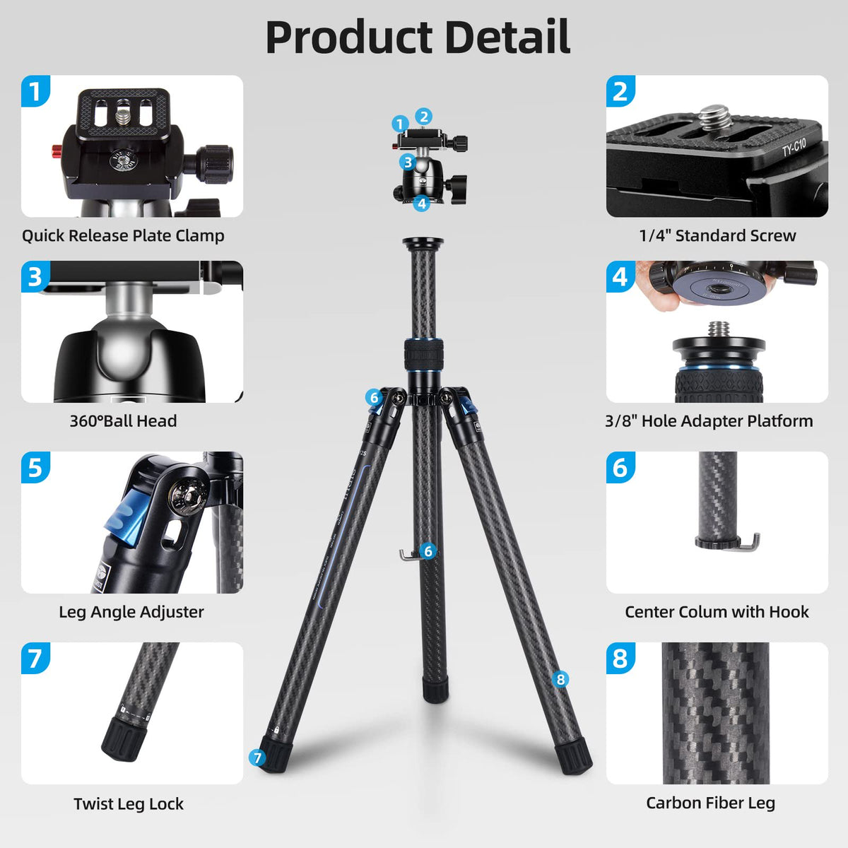 SIRUI AT-125 Carbon Fiber Travel Tripod with Ball Head