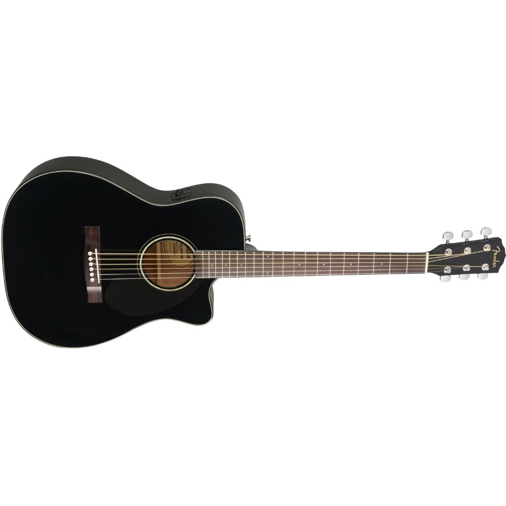 Fender CC-60SCE Concert Acoustic Guitar, Walnut Fingerboard, Black, 0970153006
