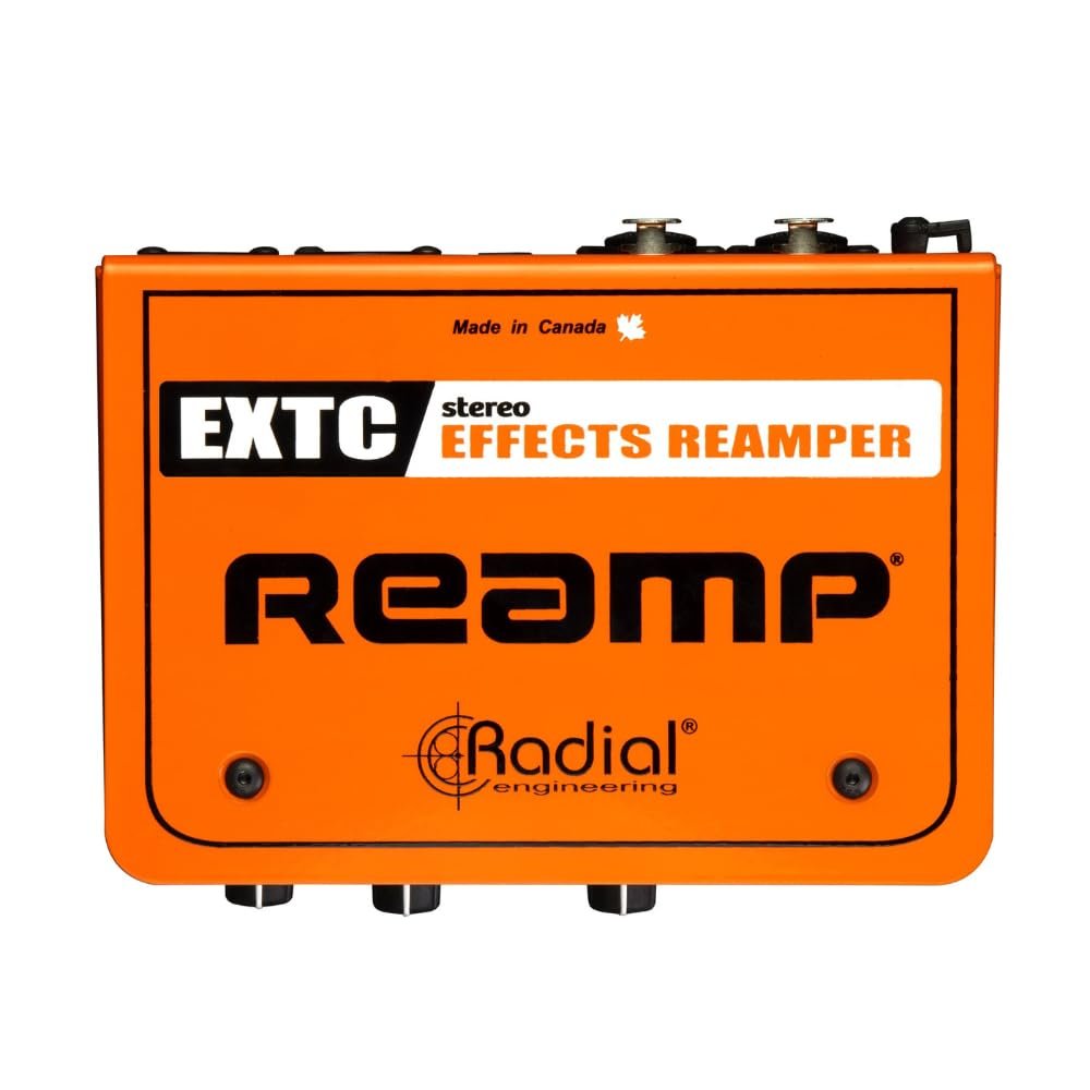 Radial Engineering EXTC-Stereo Guitar Effects Interface & Reamper Bundle w/ 2-Pack Pig Hog 10' Orange Cream 2.0 Instrument Cable, Power Adapter and Liquid Audio Polishing Cloth