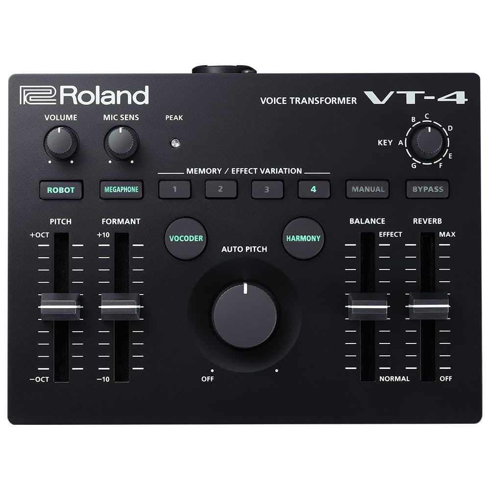 Roland VT-4 Vocal Transformer Bundle with Samson SR350 Over-Ear Stereo Headphones & Polishing Cloth – Voice Effects Processor with Pitch, Harmony, Reverb & Looper Functions