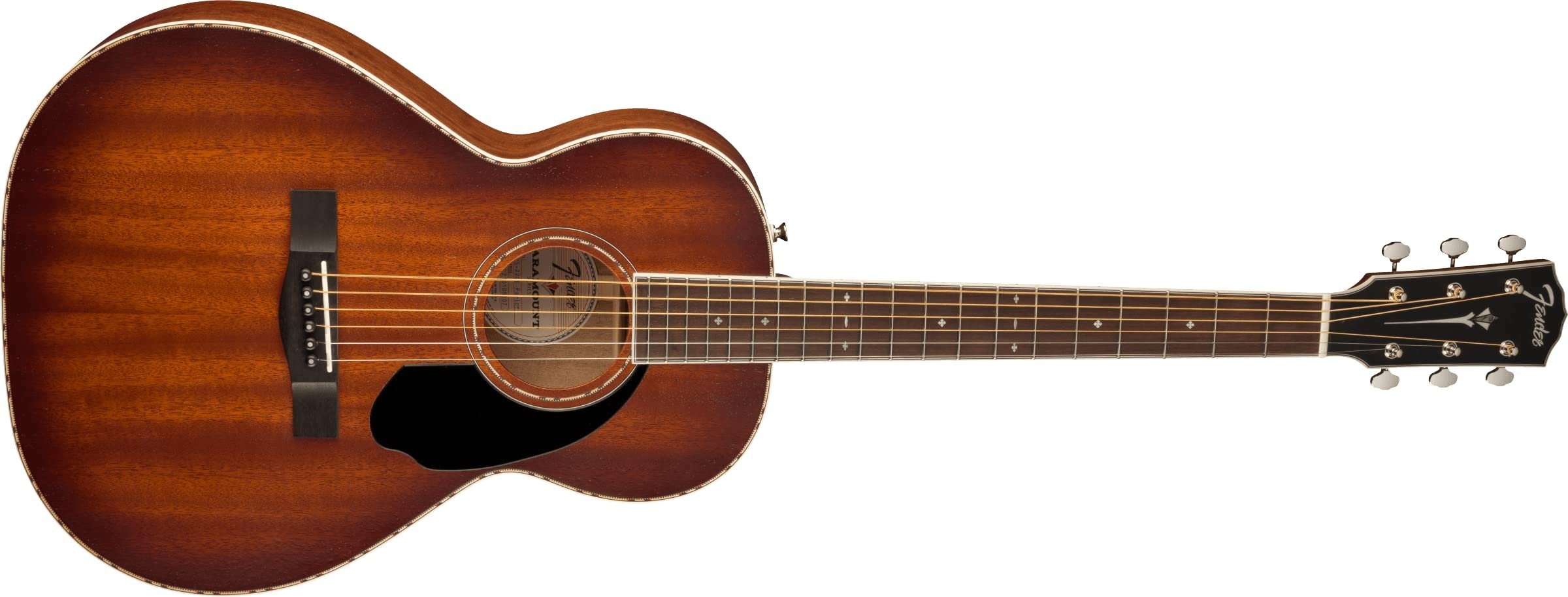 Fender Paramount PS-220E All-Mahogany Parlor Acoustic Guitar, with 2-Year Warranty, Aged Cognac Burst, with Case