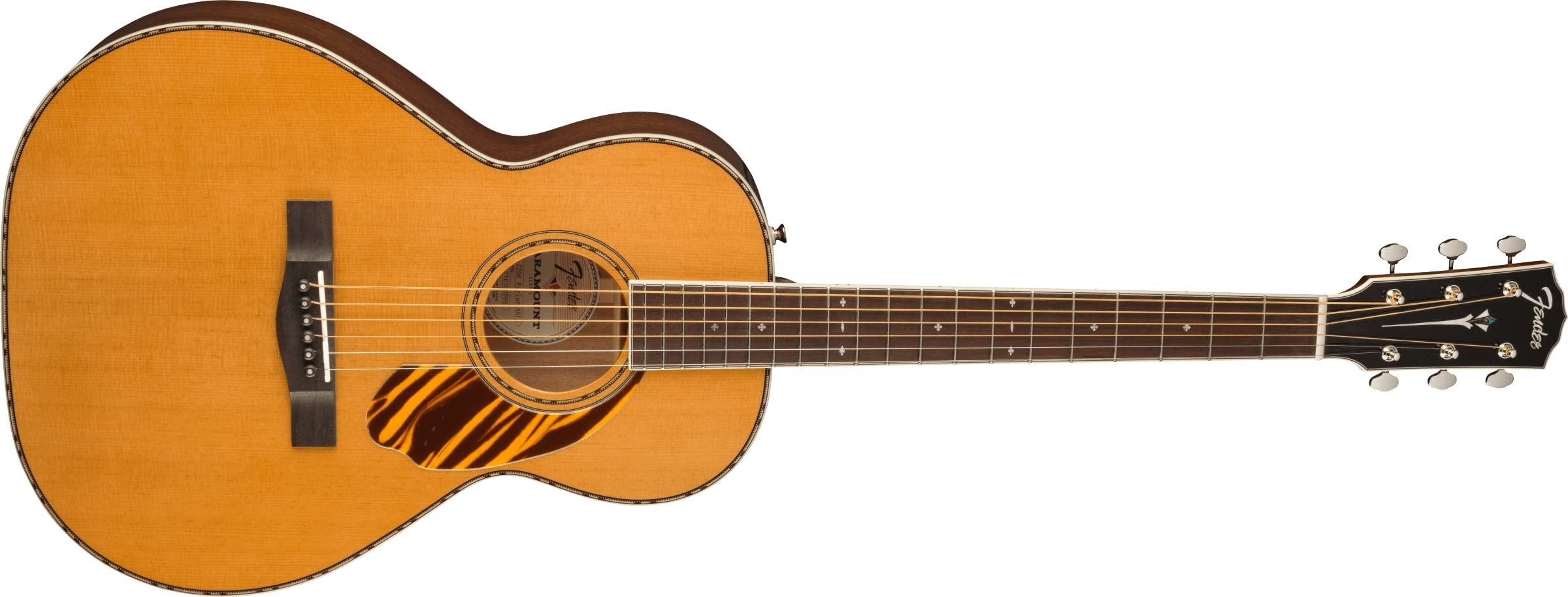 Fender Paramount PS-220E Parlor Acoustic Guitar, Natural, with Case