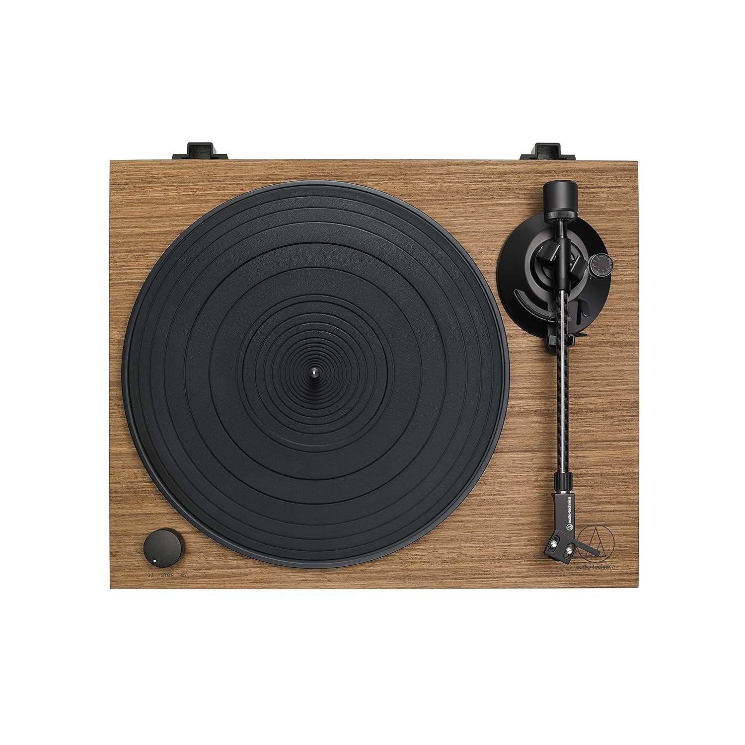 Audio-Technica AT-LPW40WN Fully Manual Belt-Drive Turntable, 2 Speeds, Dynamic Anti-Skate Control, Carbon-Fiber Tonearm Walnut