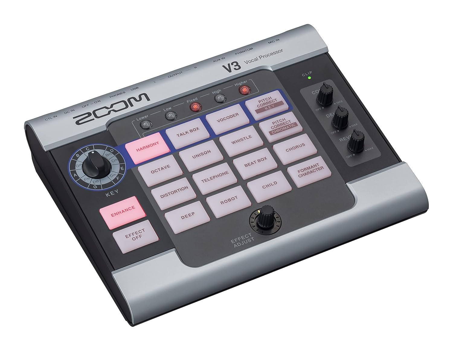Zoom V3 Vocal Processor for Streaming & Live Performance with Harmony, Pitch Correction, Reverb & Delay, 16 Studio Effects, Battery Powered