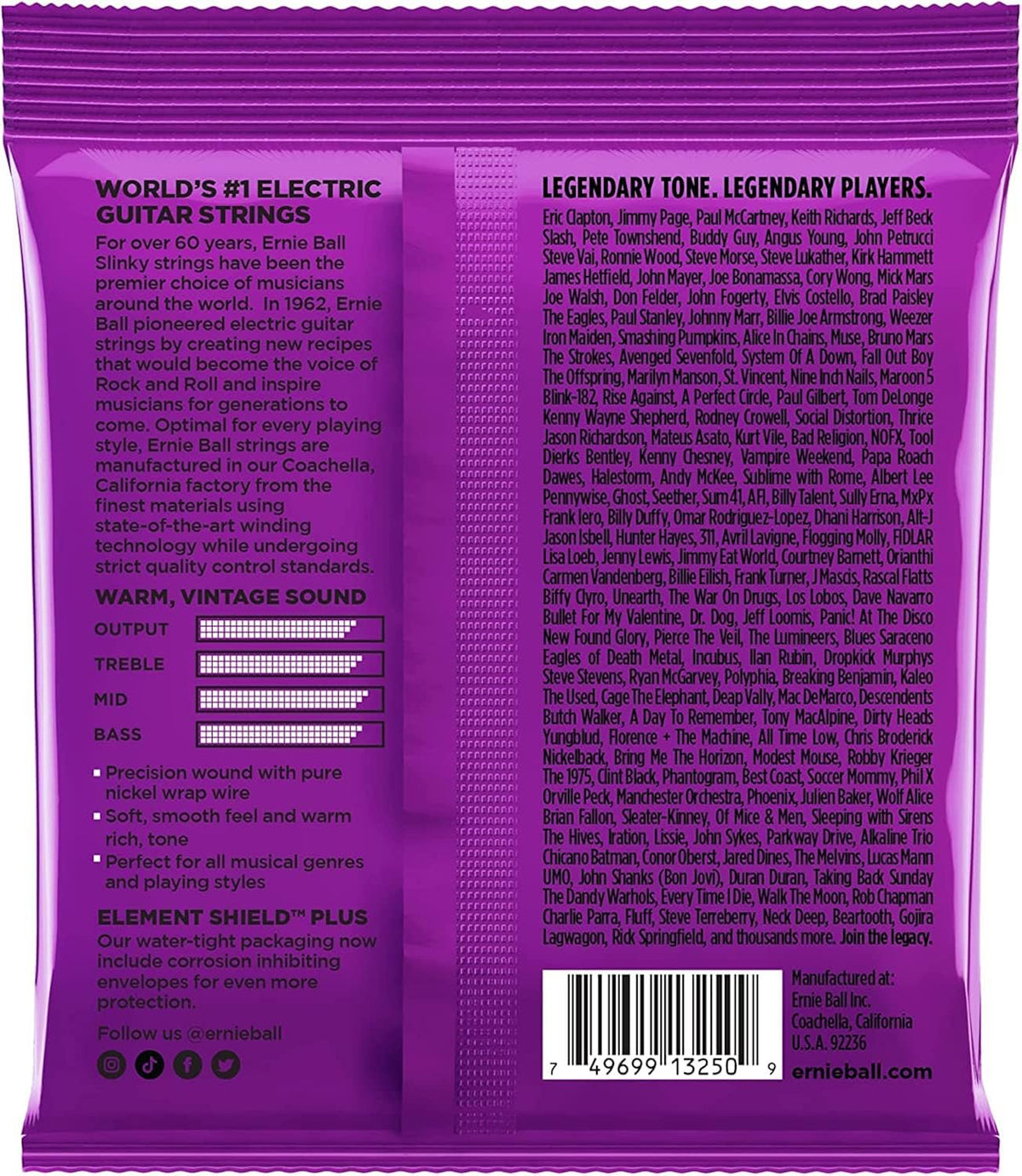 Ernie Ball Regular Slinky Classic Pure Nickel Electric Guitar Strings 3-pack, 10-46 Gauge (P03251)