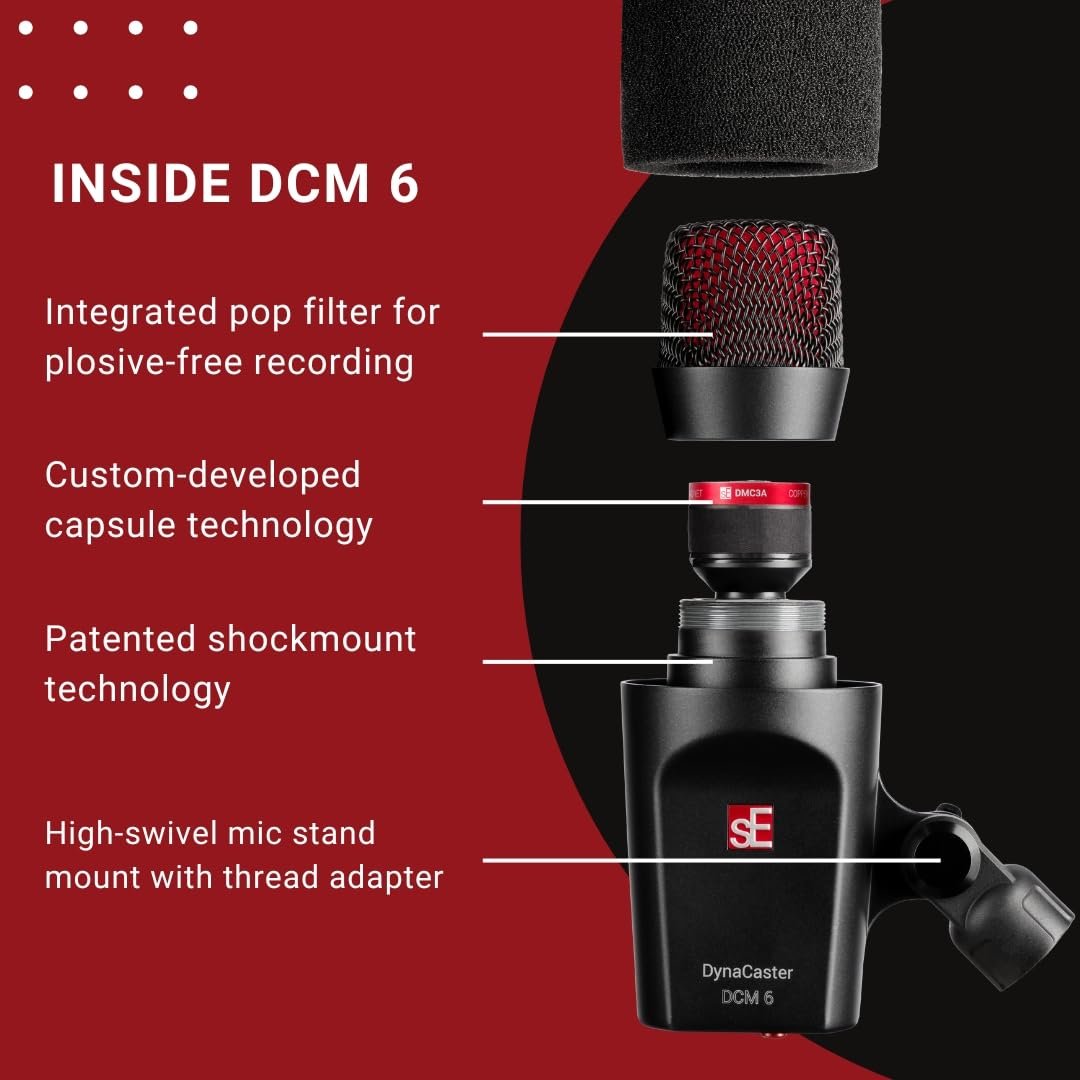 SE Electronics DCM6 Dynacaster DCM 6 Broadcast Microphone, Black