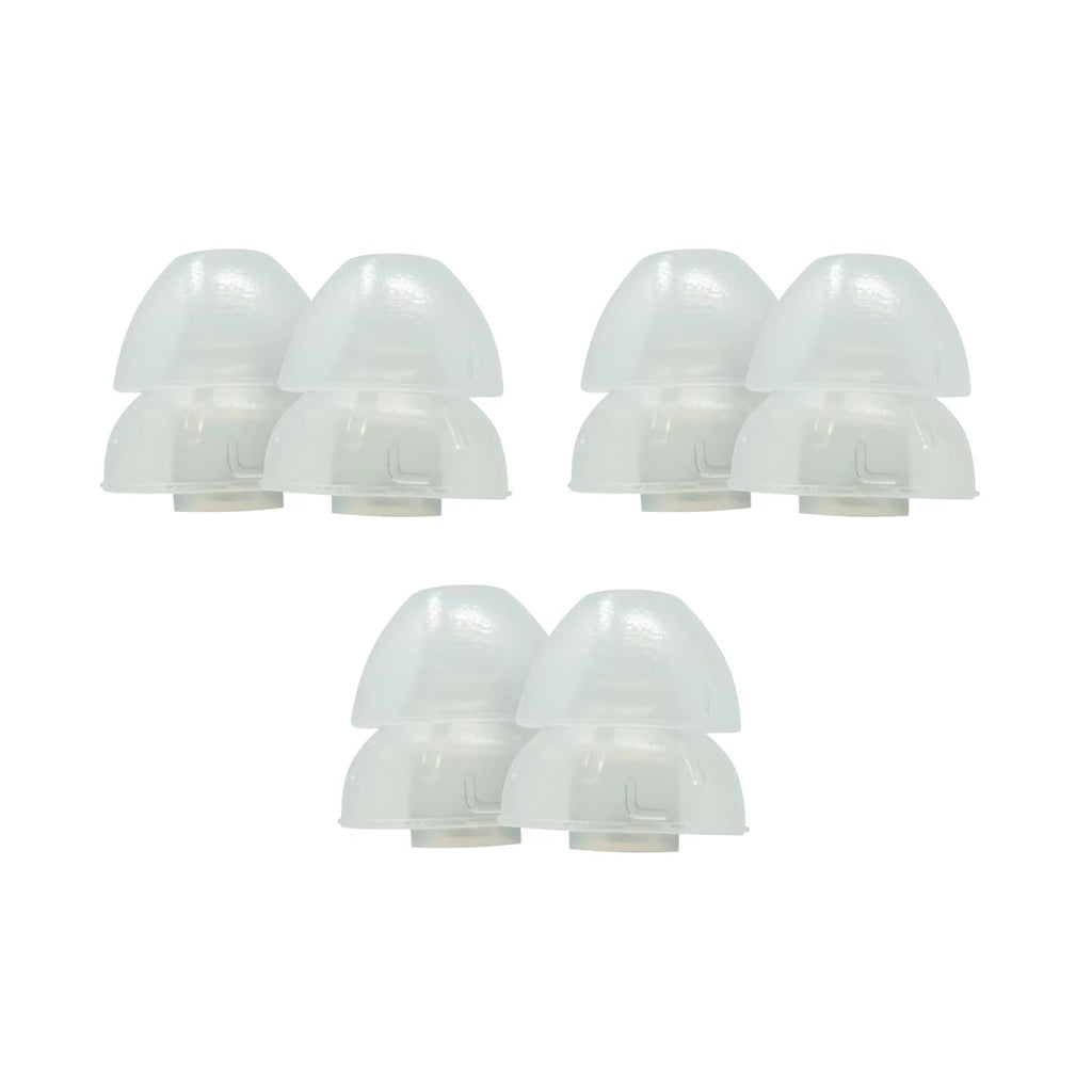Etymotic Dual Flange Silicone Eartips, Clear - 6 Pack - Large Fit