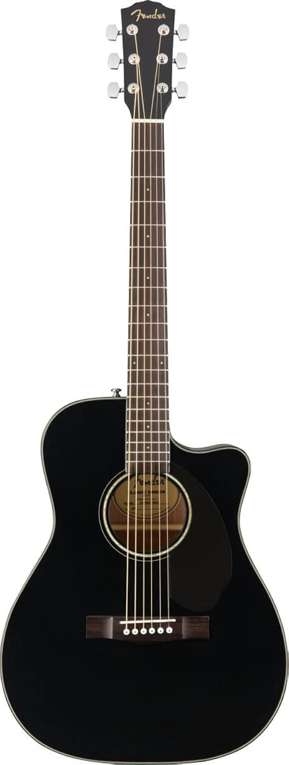 Fender CC-60SCE Acoustic Electric Guitar, Cutaway Concert, Black