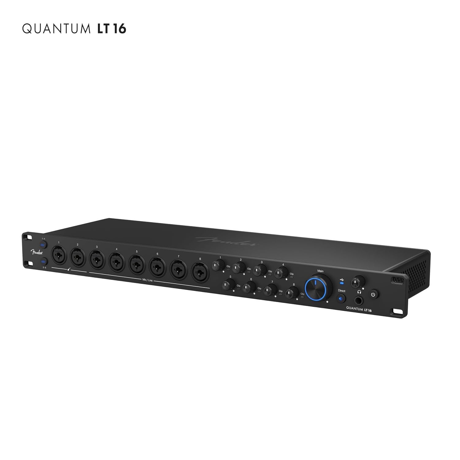 Fender Quantum LT 16 | 16-in 8-out USB-C Audio Interface for Music Production, Eight MAX-HD Mic Preamps, 14 Line Inputs, Low-Latency Drivers, Loopback, Balanced Outputs, Headphone Amp, Mac & PC
