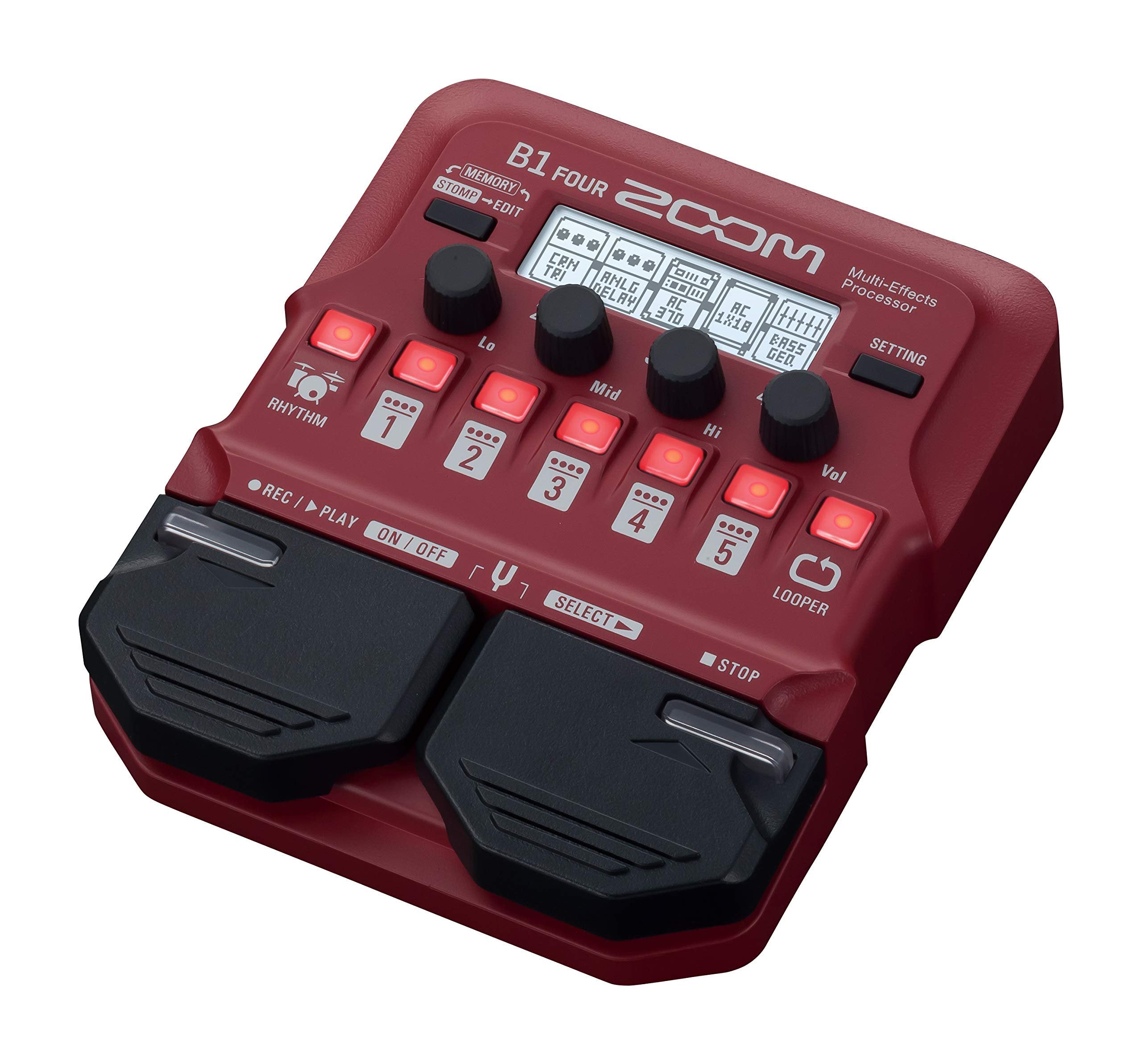 Zoom B1 FOUR Bass Multi-Effects Processor with 70+ Built-in Effects, Amp Modeling, Looper, Rhythm Section, Tuner, Battery Powered