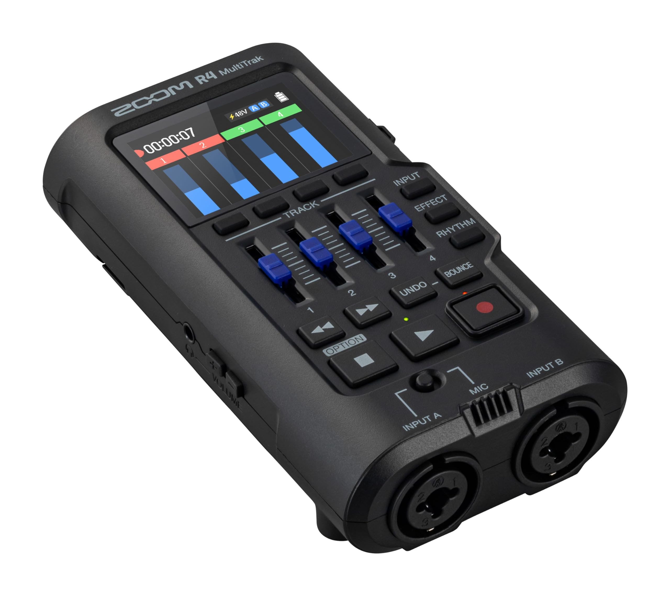 Zoom R4 Multi-Track Recorder for Musicians with 2 XLR/TRS Combo Inputs, 32-Bit Float, Stereo Bouncing Built-In Microphone, Effects, Rhythms, Battery Powered, USB Audio Interface