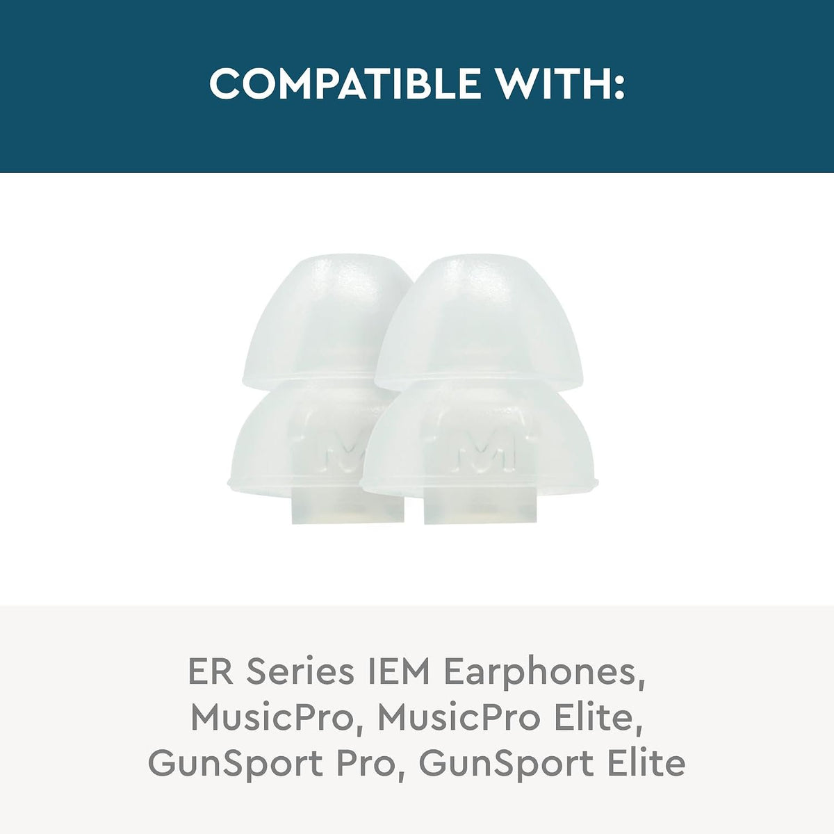 Etymotic Dual Flange Silicone Eartips, Clear - 6 Pack - Medium Fit