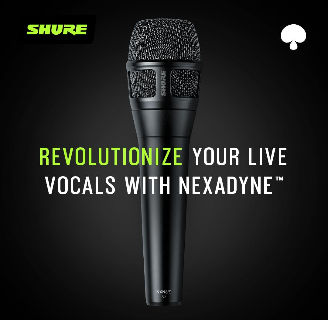 Shure Nexadyne 8/S - SuperCardioid Dynamic Vocal Microphone with Dual-Engine Technology, Focused Sound Capture, Reliability - Ideal for Vocalists Needing Maximum Isolation, Precise Sound Control