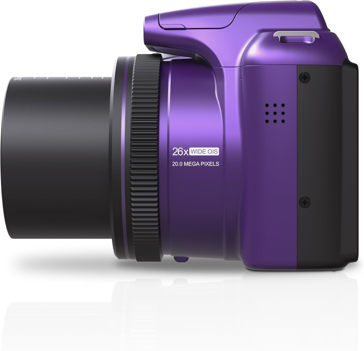 Minolta ProShot 20MP Camera – 26x Optical Zoom Lens, 1080p HD Video, WiFi, 3-inch LCD Screen, Image Stabilization, Face Detection, Scene Modes, Compact Point & Shoot, 32GB Card (Purple)