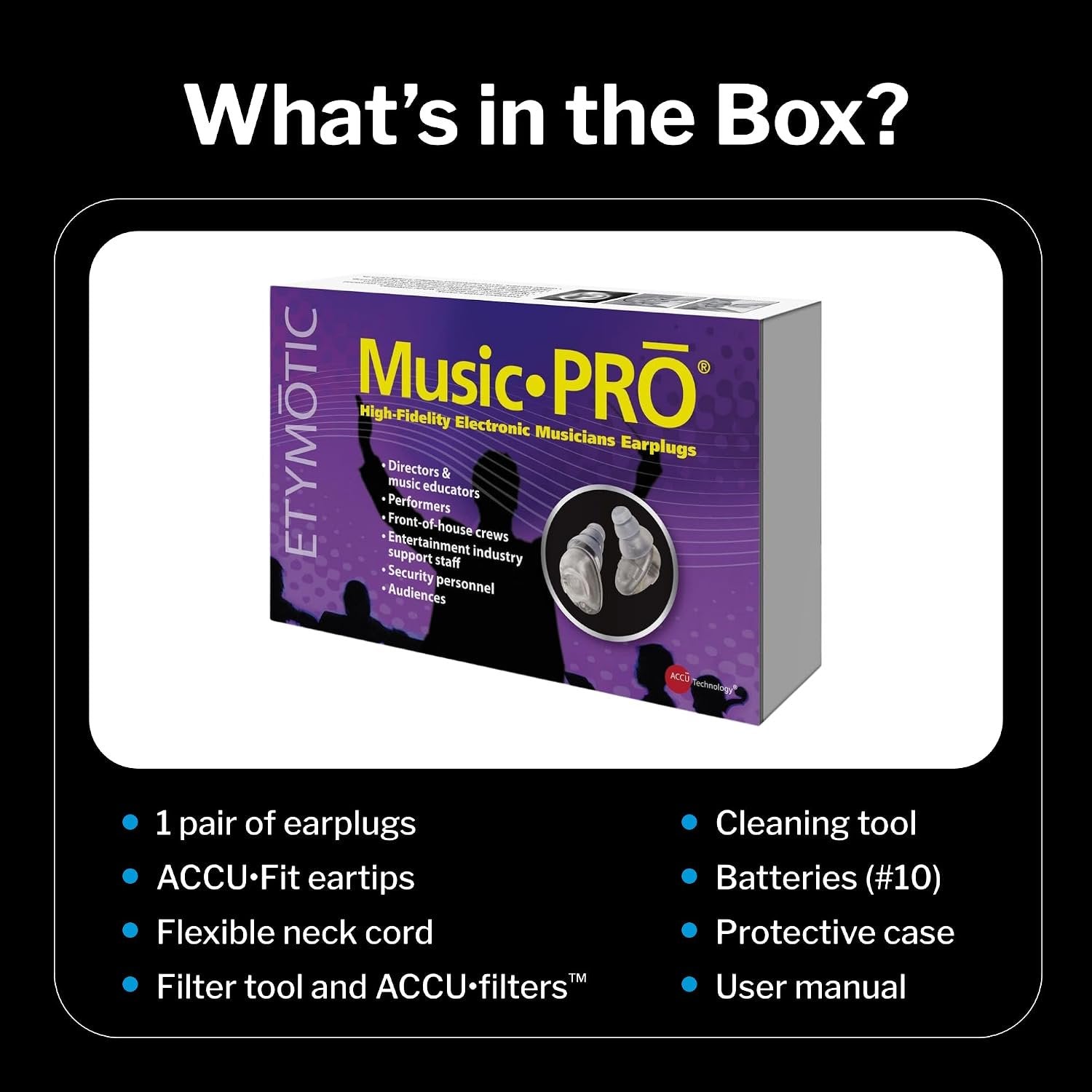 Etymotic MusicPro - High-Fidelity Electronic Musician Earplugs with Active Hearing Protection - Includes Multiple Eartips for Universal Fit