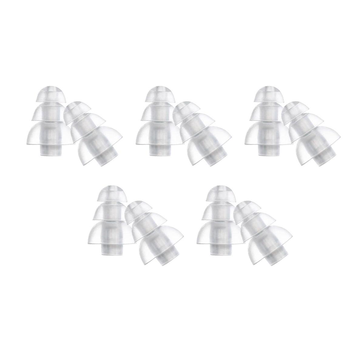 Etymotic Triple Flange Silicone Eartips, Clear - 10 Pack - Standard Fit