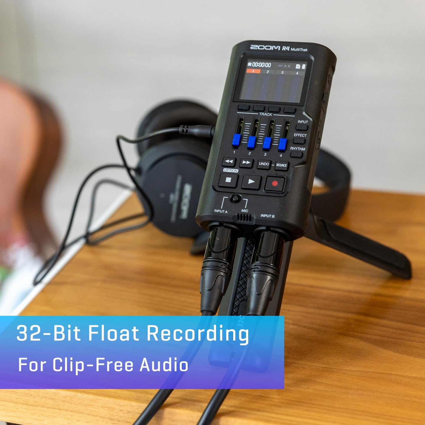 Zoom R4 Multi-Track Recorder for Musicians with 2 XLR/TRS Combo Inputs, 32-Bit Float, Stereo Bouncing Built-In Microphone, Effects, Rhythms, Battery Powered, USB Audio Interface
