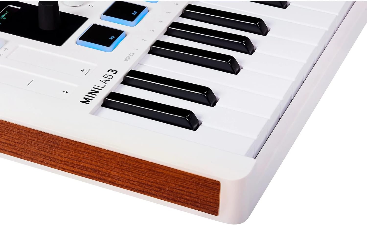 Arturia MiniLab 3 Portable 25-Key MIDI Keyboard Controller (White) with Pig Hog MIDI Cable, Polishing Cloth & Software Included