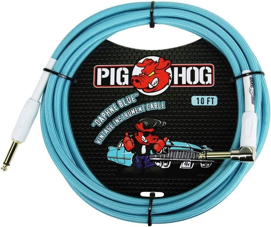 Pig Hog PCH10DBR 10 Feet Instrument Cable, Right-Angle, Daphne Blue (2 Pack)