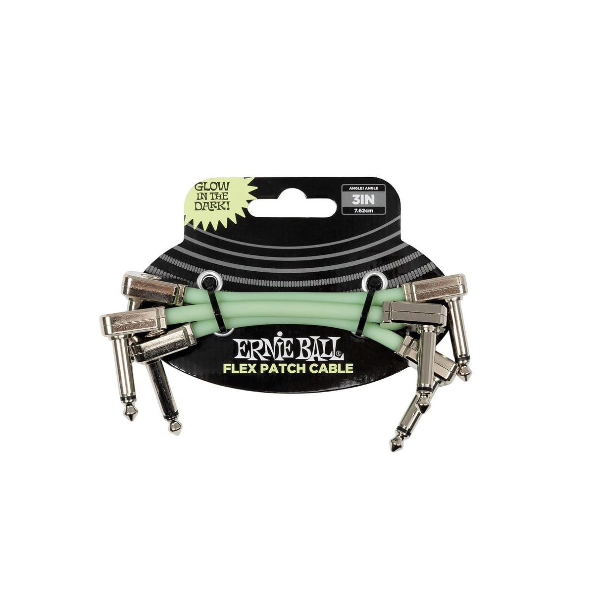 Ernie Ball Flex Patch Cable 3in - Glow in Dark - 3 Pack