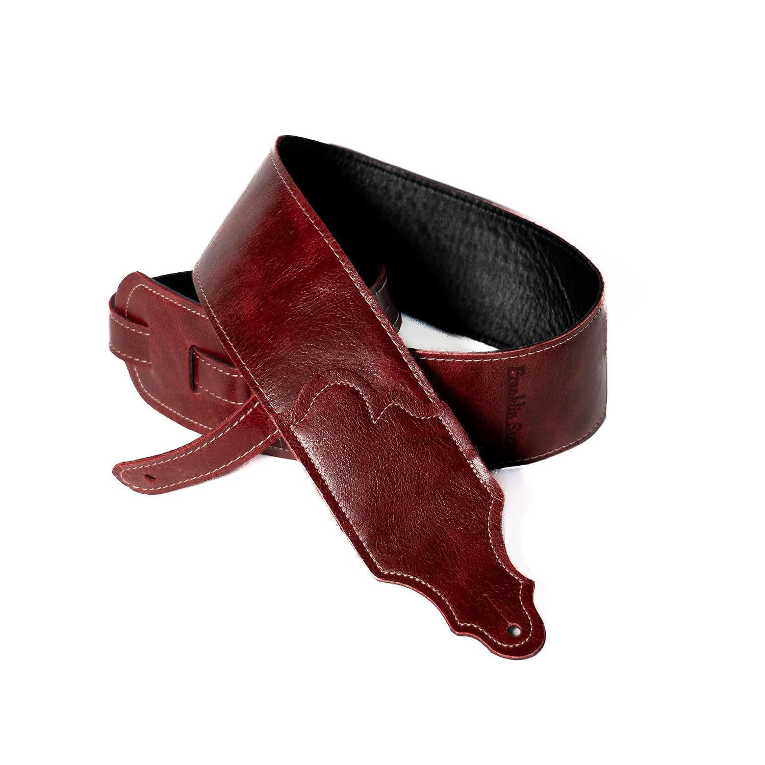Franklin Strap 3" Premium Aged Leather with Leather Backing Guitar Strap (OxBlood)